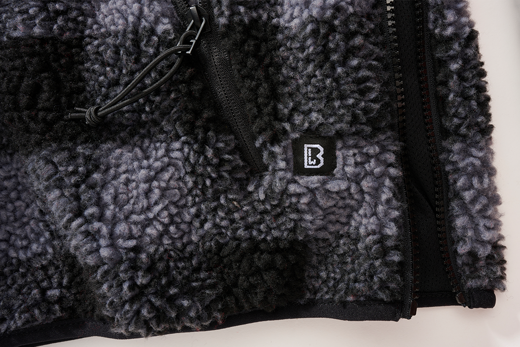 Hanorac Teddyfleece Worker Black/Grey Gingham Brandit - Caldura Esentiala