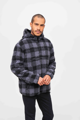 Hanorac Teddyfleece Worker Black/Grey Gingham Brandit - Caldura Esentiala