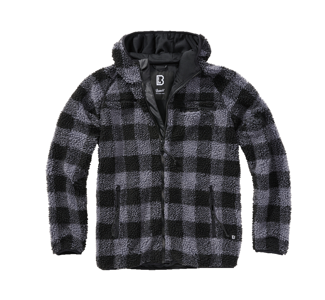 Hanorac Teddyfleece Worker Black/Grey Gingham Brandit - Caldură Robustă