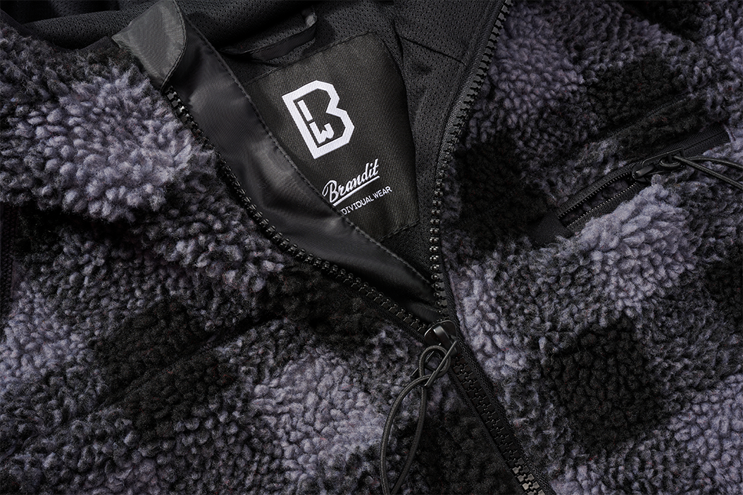 Hanorac Teddyfleece Worker Black/Grey Gingham Brandit - Caldură Robustă