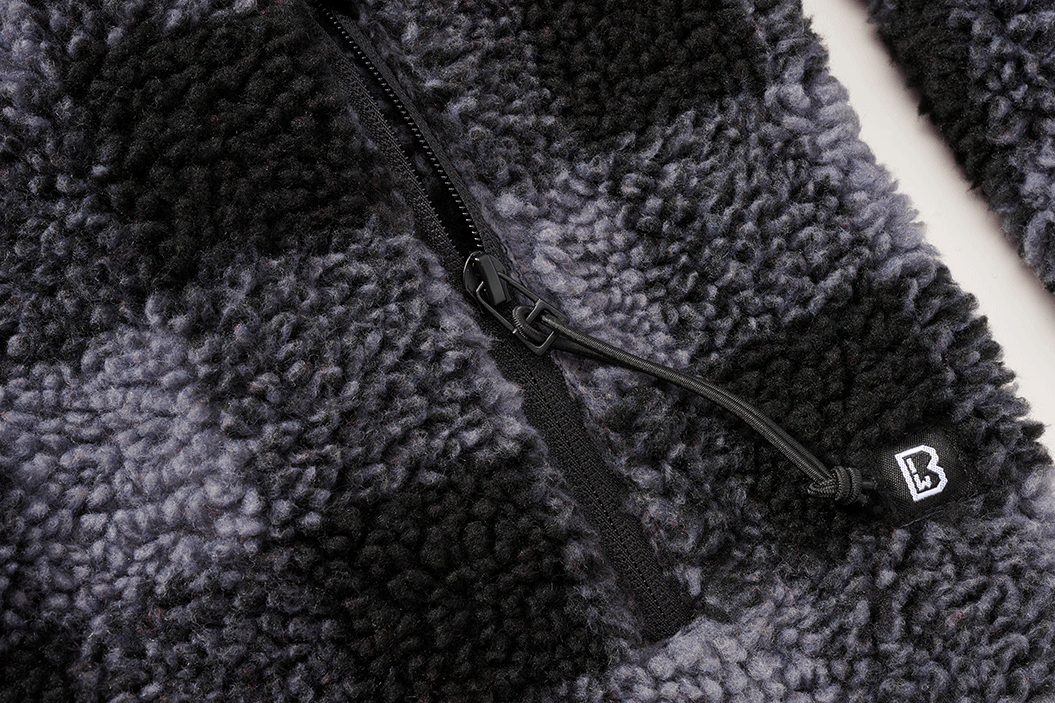 Hanorac Teddyfleece Worker Black/Grey Gingham Brandit - Caldură Robustă