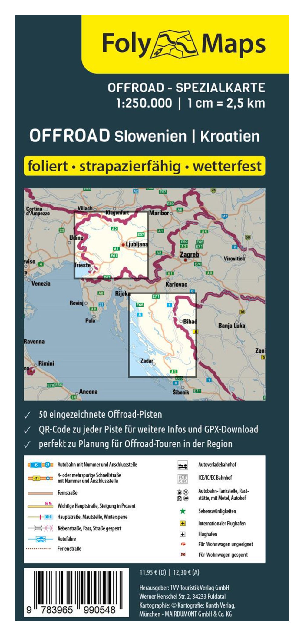 Hărți Offroad Slovenia Croația FolyMap - Rezistente, Peste 50 Trasee