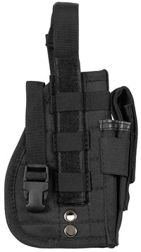 Holster pistol MOLLE, drept, Negru MFH - Pentru dreptaci, Buzunar magazie