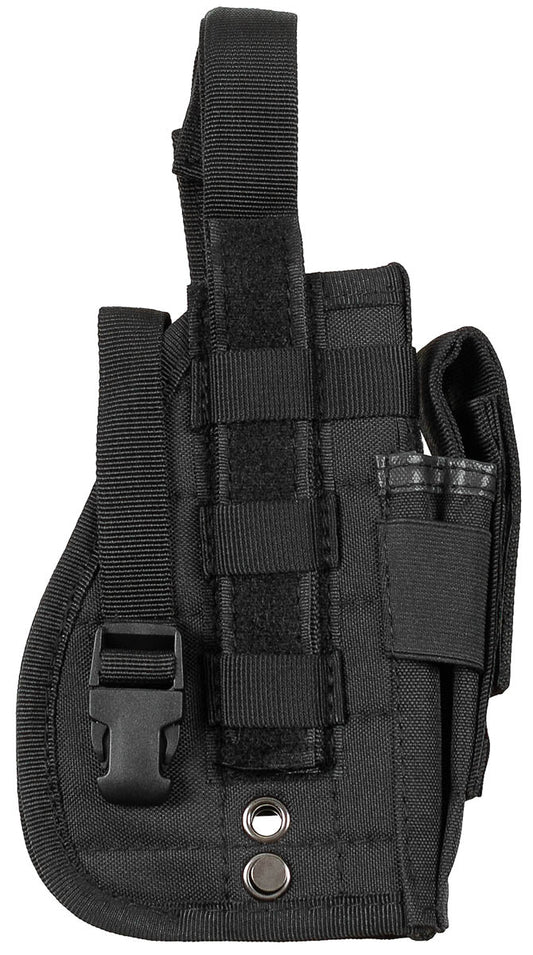 Holster pistol MOLLE, drept, Negru MFH - Pentru dreptaci, Buzunar magazie