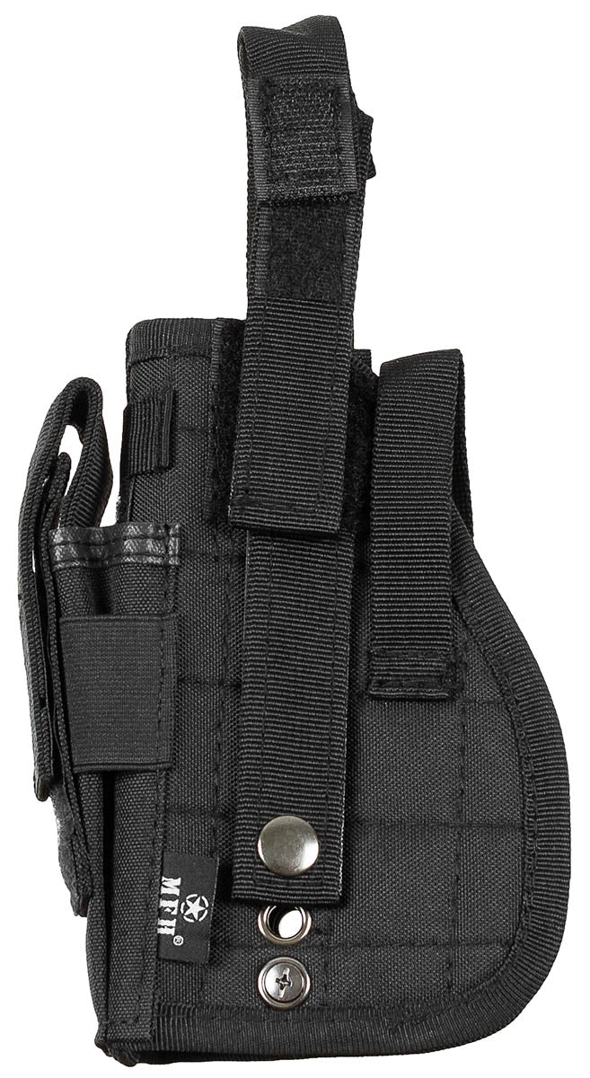 Holster pistol MOLLE, drept, Negru MFH - Pentru dreptaci, Buzunar magazie