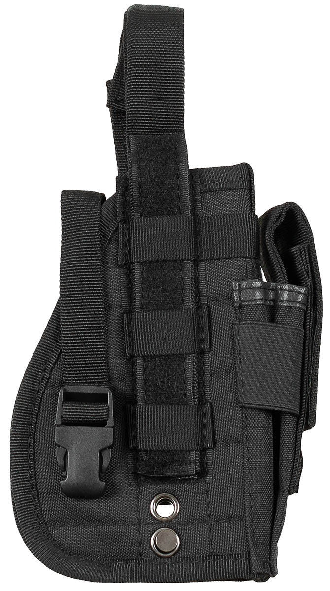 Holster pistol MOLLE, drept, Negru MFH - Pentru dreptaci, Buzunar magazie