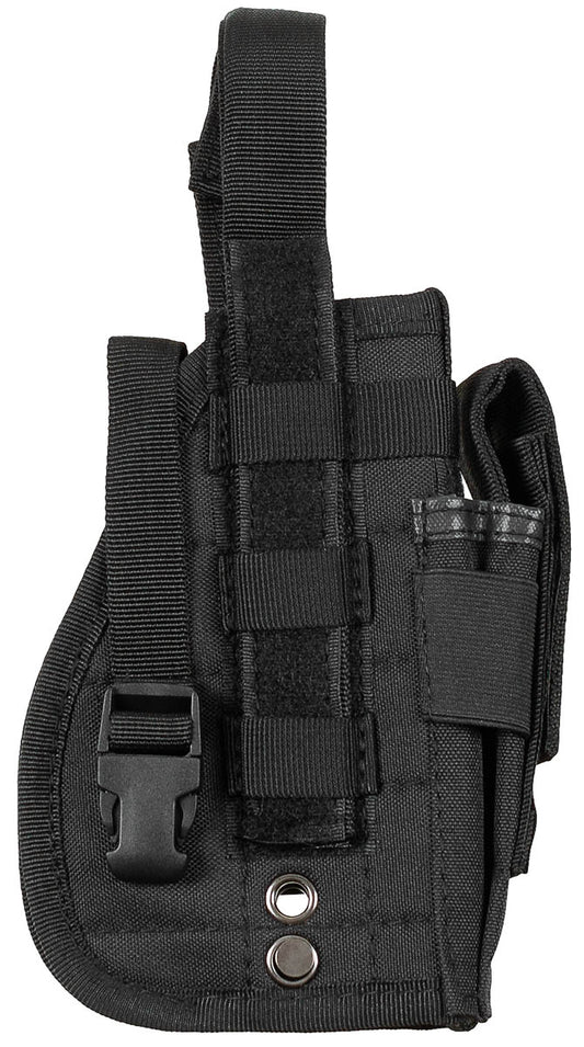 Holster pistol MOLLE, drept, Negru MFH - Pentru dreptaci, Buzunar magazie