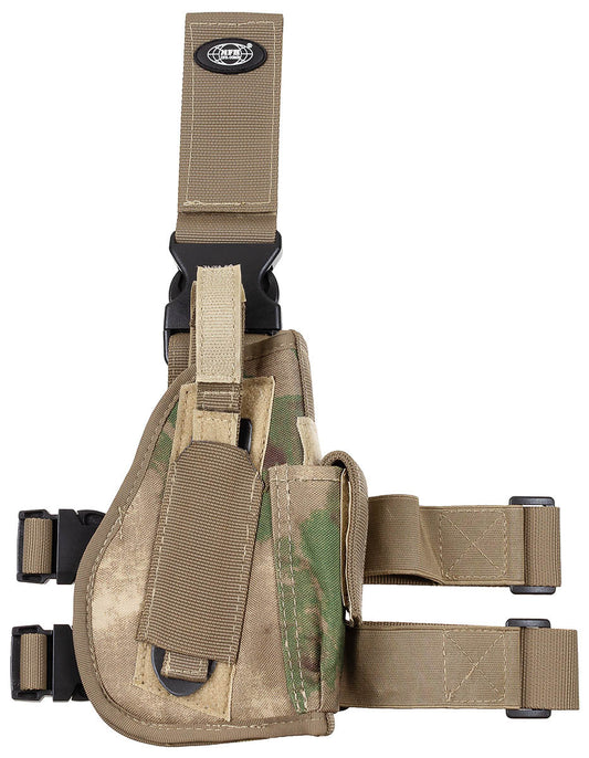 Holster Toc Pistol Picior HDT-camo FG MFH - Pentru Dreptaci, 2 Curele Picior