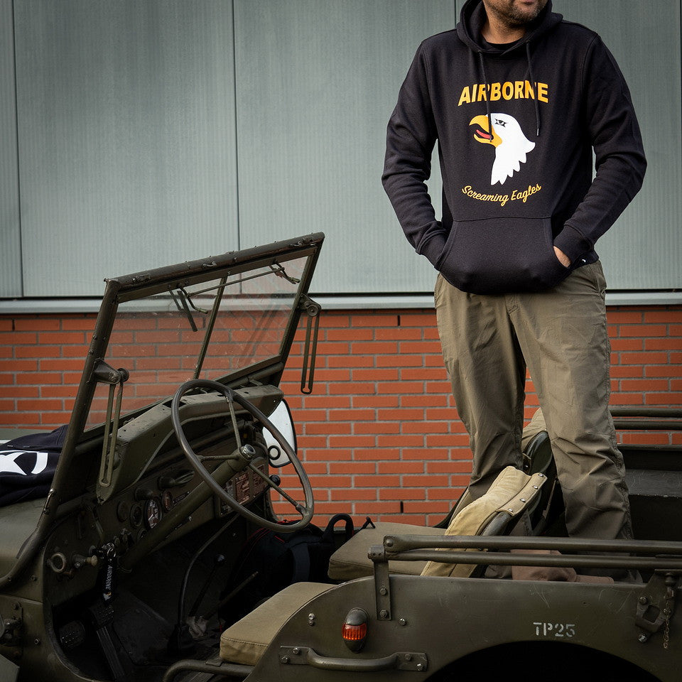 Hoodie 101st Airborne Eagle Dark Grey Design Clasic - Spirit de Luptă Iconic