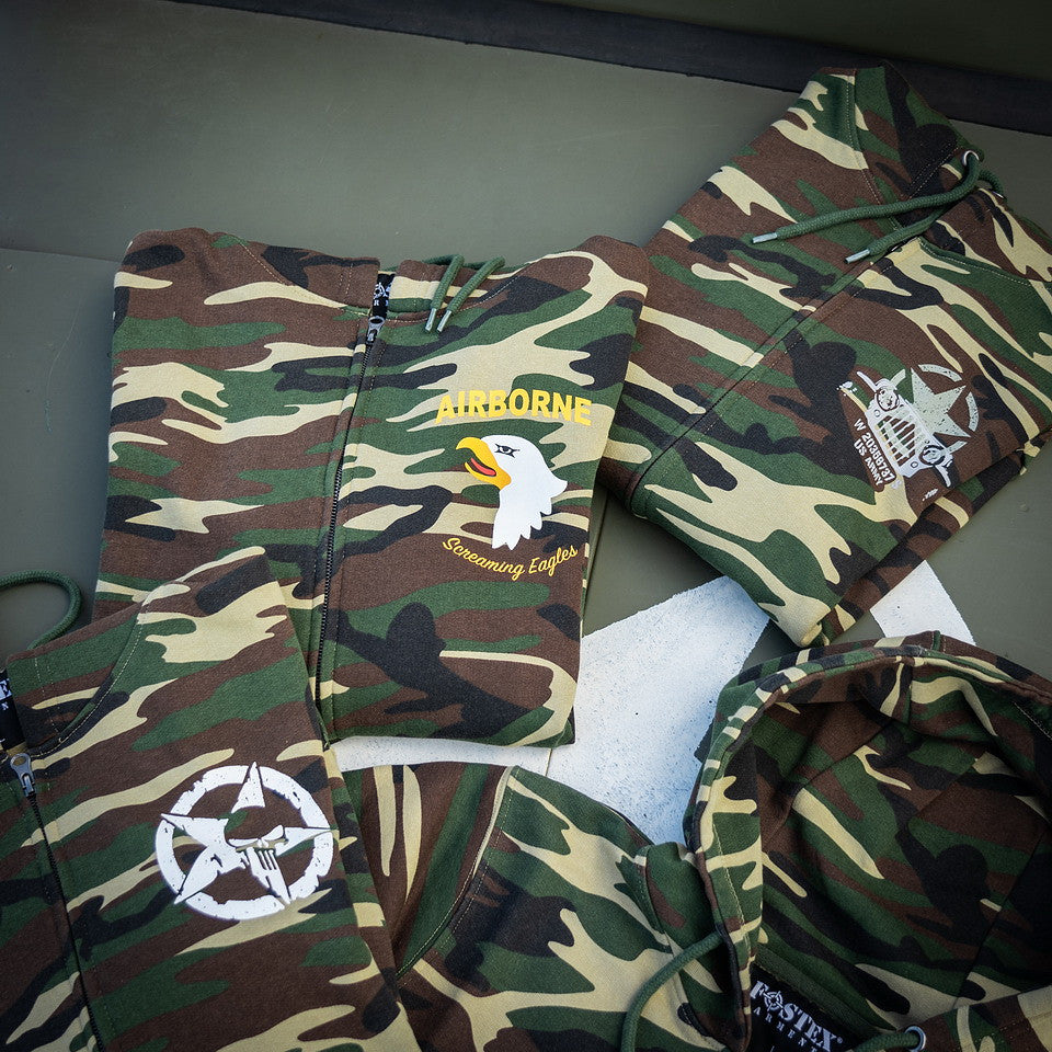 Hoodie cu Fermoar Allied Star-Punisher Camo Woodland - Performanță și Stil Distinct