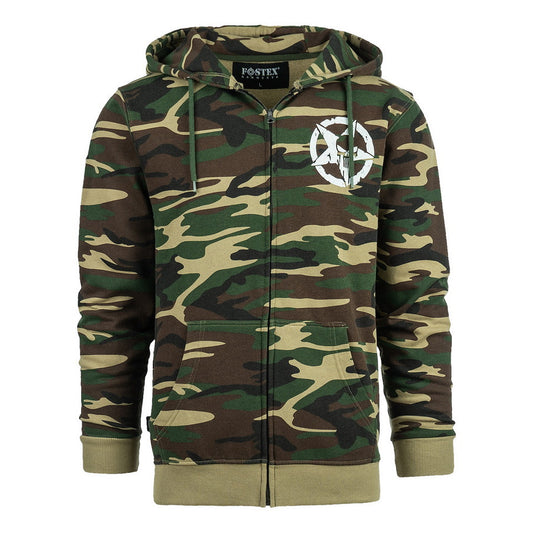 Hoodie cu Fermoar Allied Star-Punisher Camo Woodland - Performanță și Stil Distinct