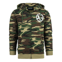 Hoodie cu Fermoar Allied Star-Punisher Camo Woodland - Performanță și Stil Distinct