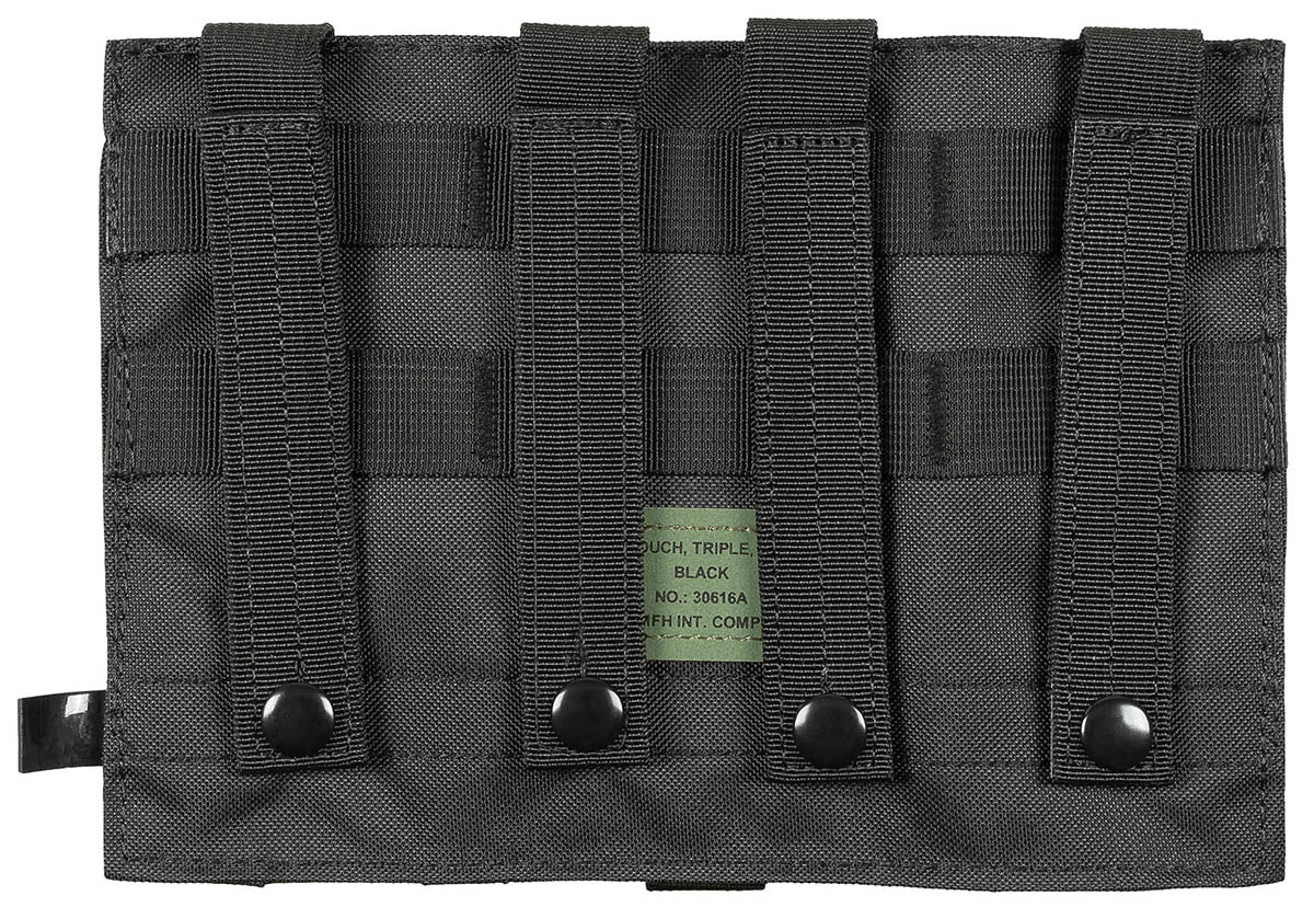 Husă încărcătoare triplă MOLLE Negru MFH - Sistem MOLLE, Clapete reglabile