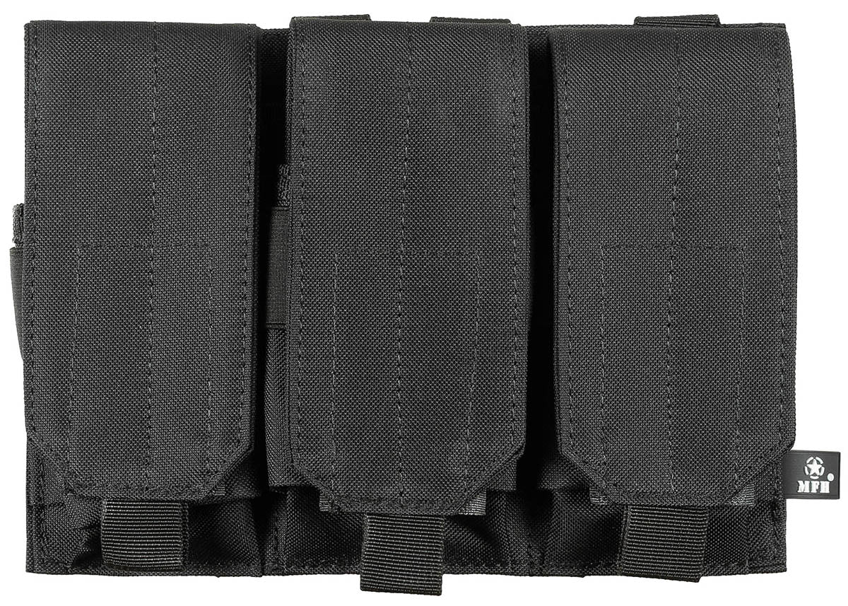 Husă încărcătoare triplă MOLLE Negru MFH - Sistem MOLLE, Clapete reglabile