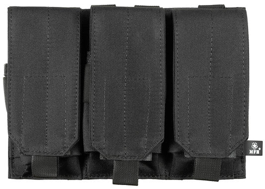 Husă încărcătoare triplă MOLLE Negru MFH - Sistem MOLLE, Clapete reglabile