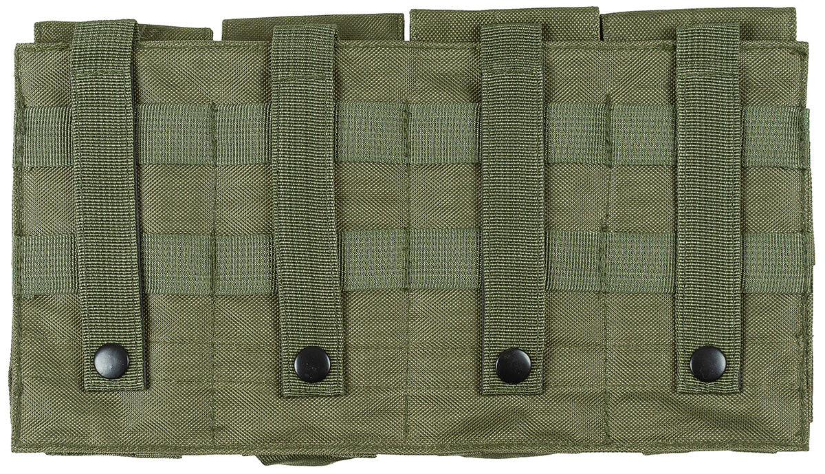 Husă încărcător 4 compartimente MOLLE Verde OD MFH - 4 Compartimente, Sistem MOLLE