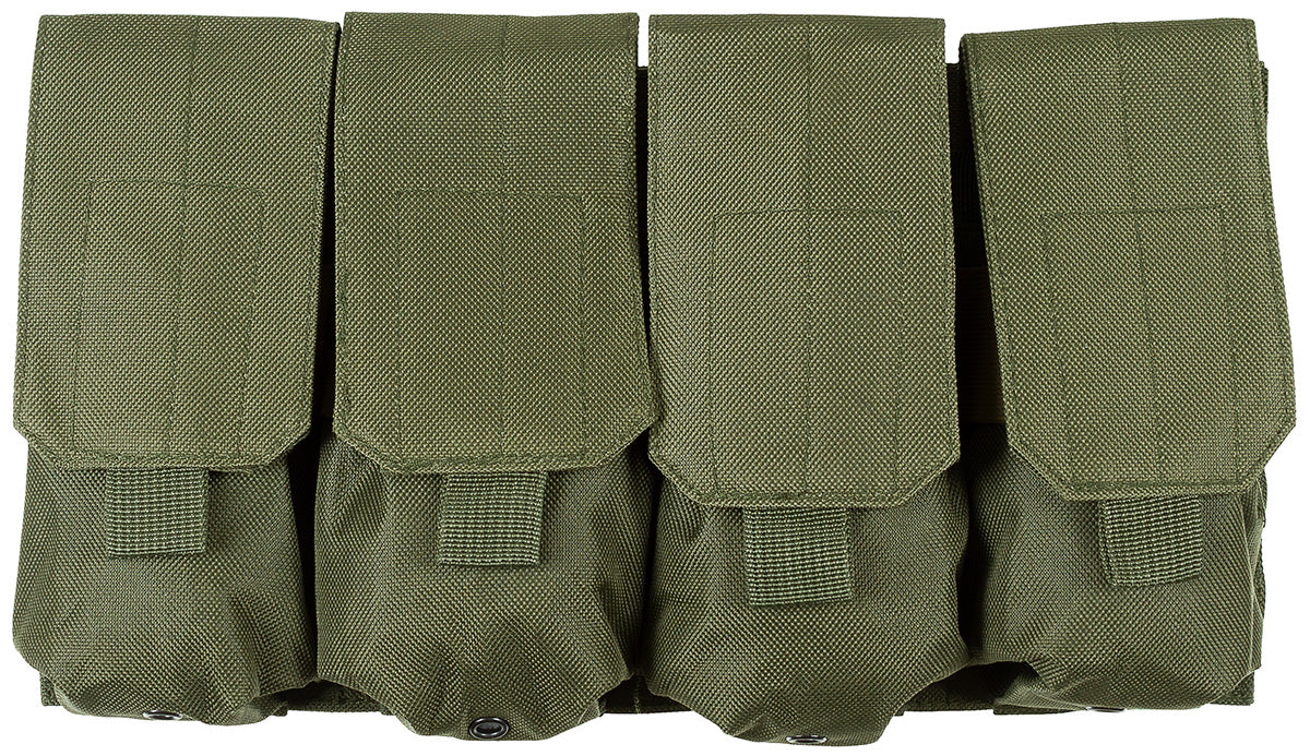 Husă încărcător 4 compartimente MOLLE Verde OD MFH - 4 Compartimente, Sistem MOLLE