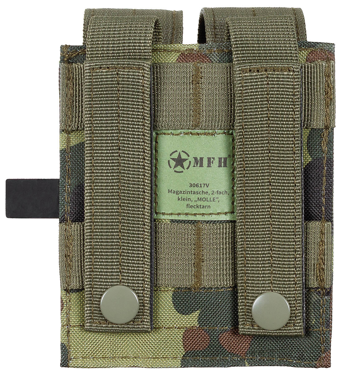 Husă încărcător dublă mică MOLLE Flecktarn MFH - Poliester, Sistem MOLLE