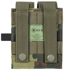 Husă încărcător dublă mică MOLLE Flecktarn MFH - Poliester, Sistem MOLLE