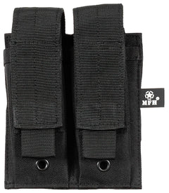 Husă încărcător dublă mică Negru MFH - 100% Poliester, Sistem MOLLE