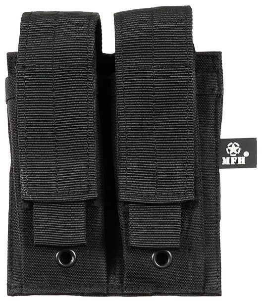 Husă încărcător dublă mică Negru MFH - 100% Poliester, Sistem MOLLE