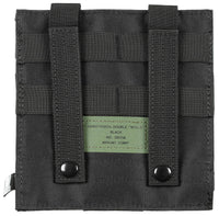 Husă Magazie Dublă MOLLE Negru MFH - Clapete Velcro, Benzi Elastice