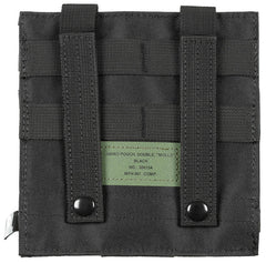 Husă Magazie Dublă MOLLE Negru MFH - Clapete Velcro, Benzi Elastice