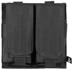 Husă Magazie Dublă MOLLE Negru MFH - Clapete Velcro, Benzi Elastice