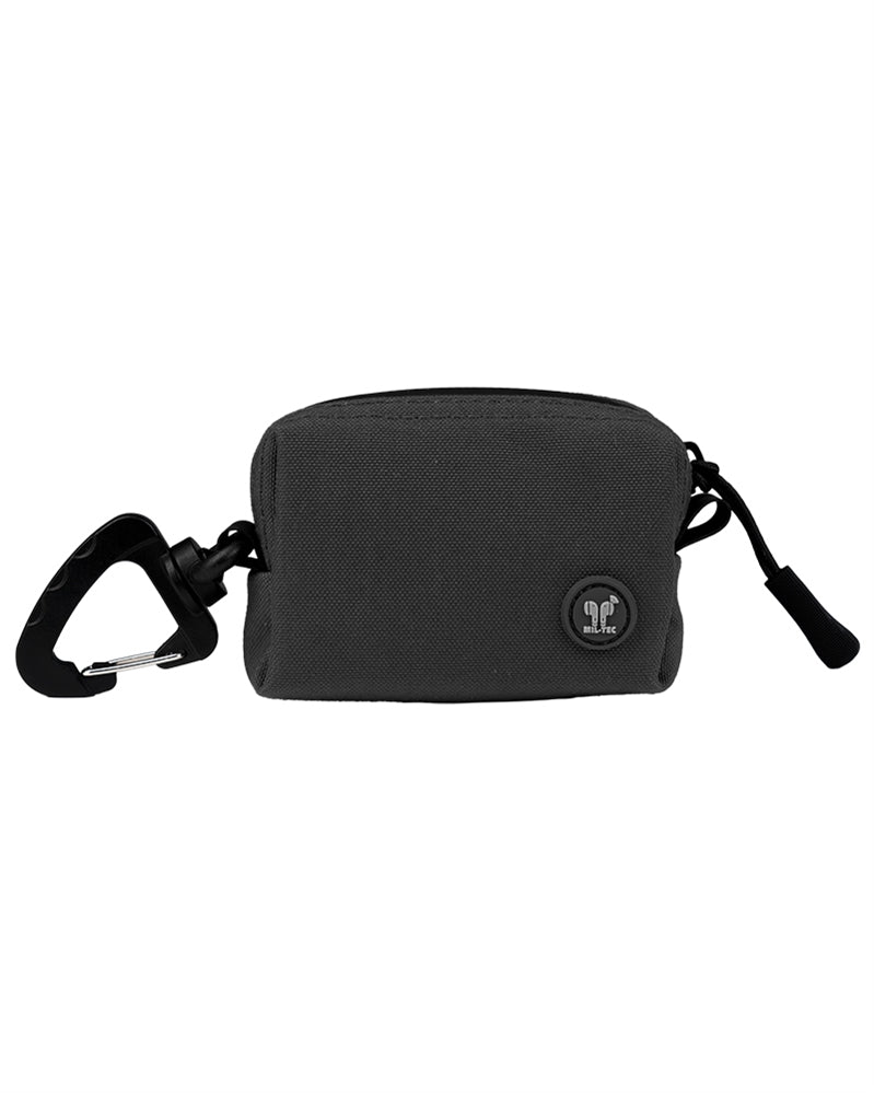Husă pentru Căști Mil-Tec Earpod Pouch – husă neagră cu carabină, vedere în perspectivă
