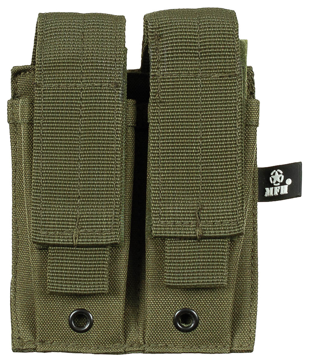 Husă port încărcătoare dublă, mică, MOLLE Oliv MFH - Velcro, Sistem MOLLE