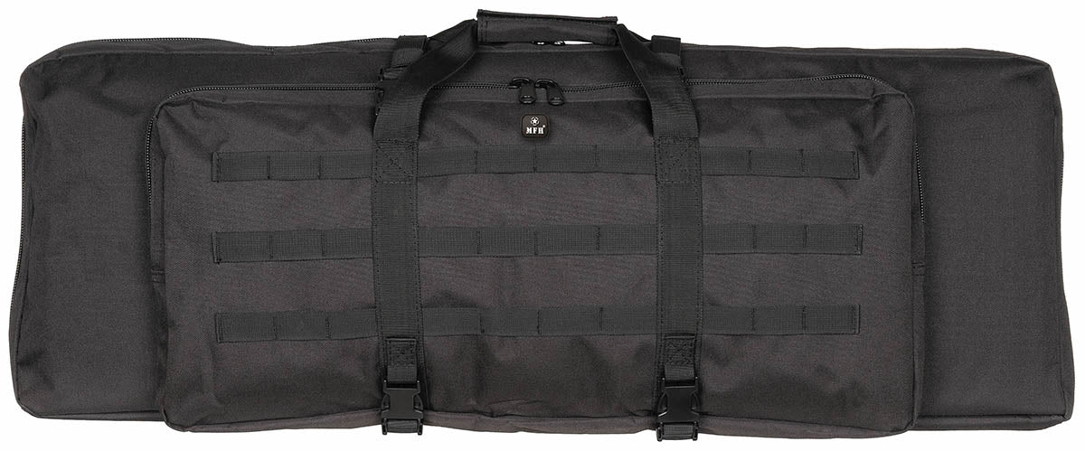Husă pușcă dublă Negru MFH - Complet căptușită, Purtare rucsac
