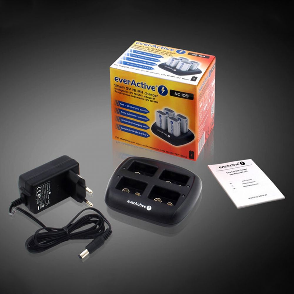 Încărcător Acumulatori 9V EverActive NC-109 - 4 Canale Individuale - 5
