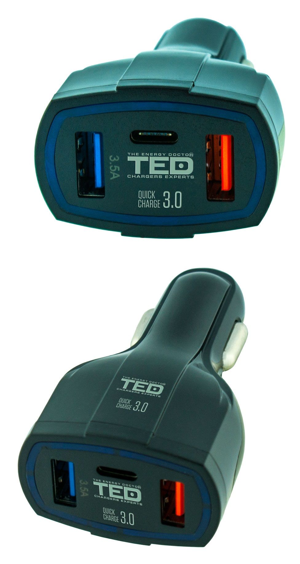 Încărcător Auto 3x USB: 2x USB-A 3.5A, 1x Type-C Fast Charge TED Electric - 2