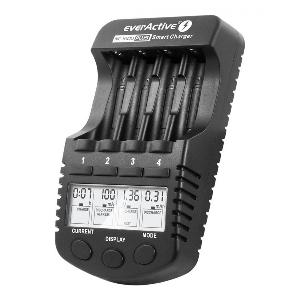 Încărcător Baterii AA/AAA cu Procesor EverActive NC-1000+ - LCD, Canale Individuale - 2