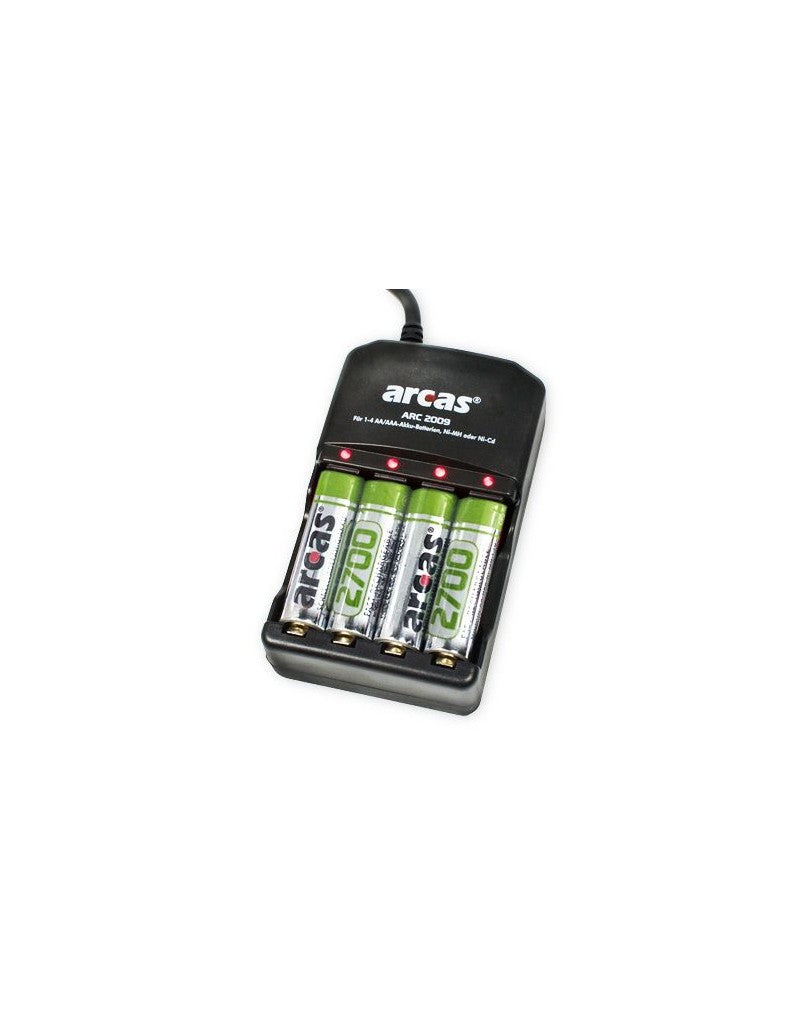 Încărcător Baterii AA ARC2009+ Arcas - 4x AA 2700mAh Incluse, Încărcare Individuală - 2