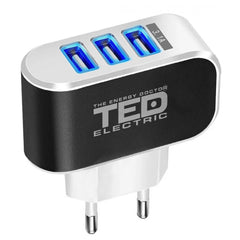 Încărcător Rețea 3x USB 3.1A 15W TED Electric - Alb, Încărcare Rapidă - 2