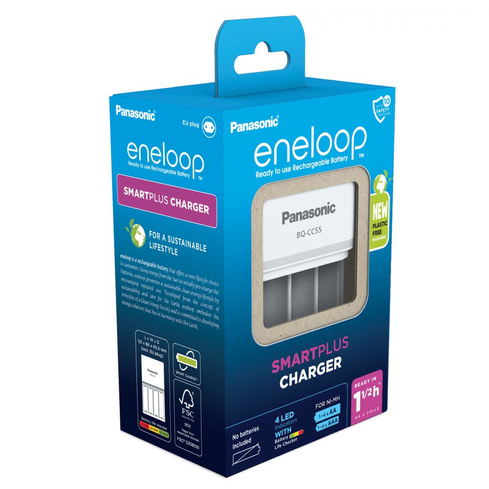 Încărcător Smart Eneloop BQ-CC55E - Rapid, Individual, 1.5h - 2
