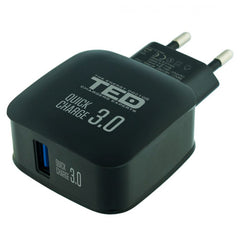 Încărcător USB 18W TED Electric - Fast Charge, Negru, 3.0A - 2