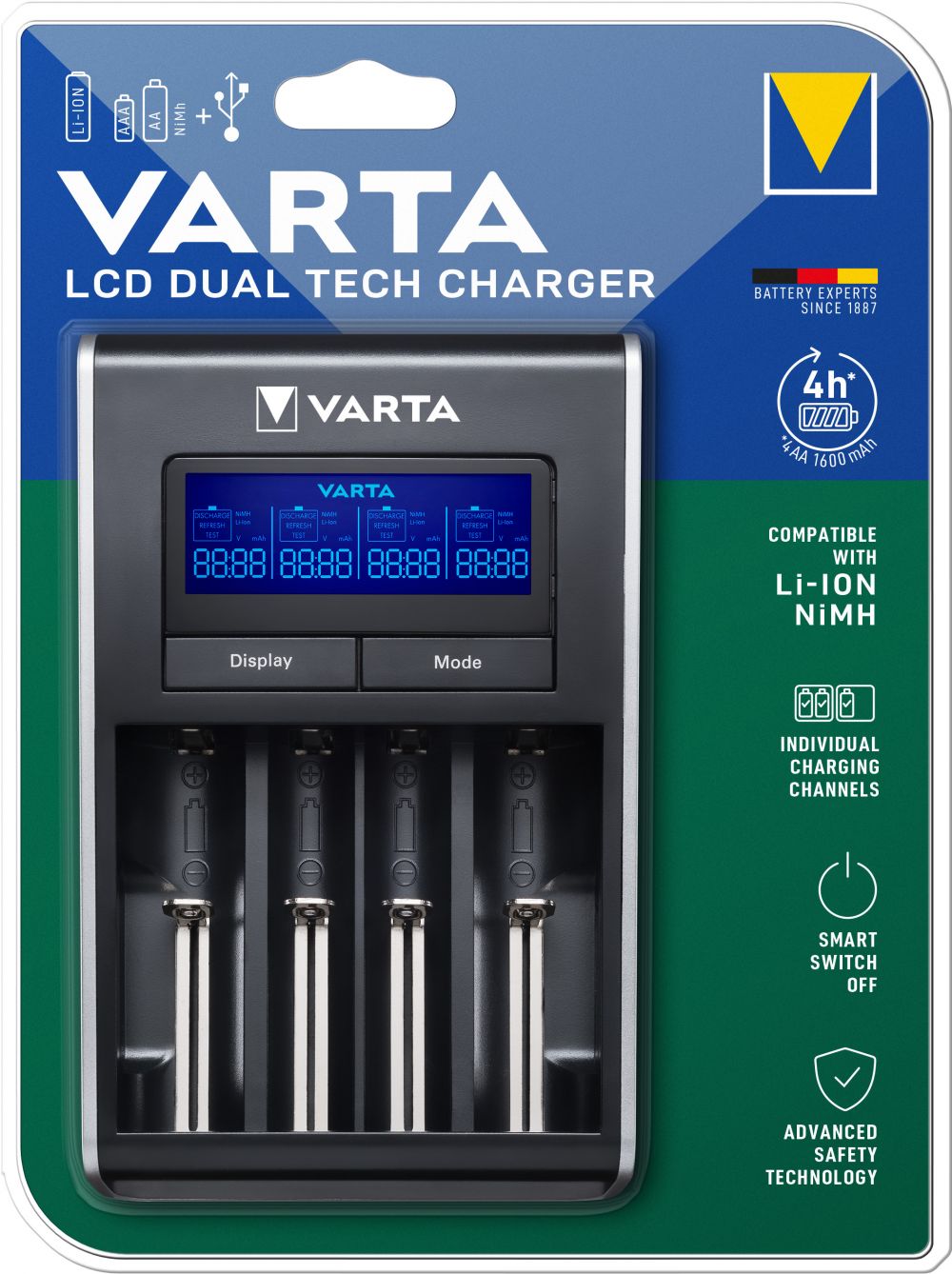 Încărcător Varta LCD DUAL TECH - 4 Canale Ni-Mh Li-Ion, Rapid - 2