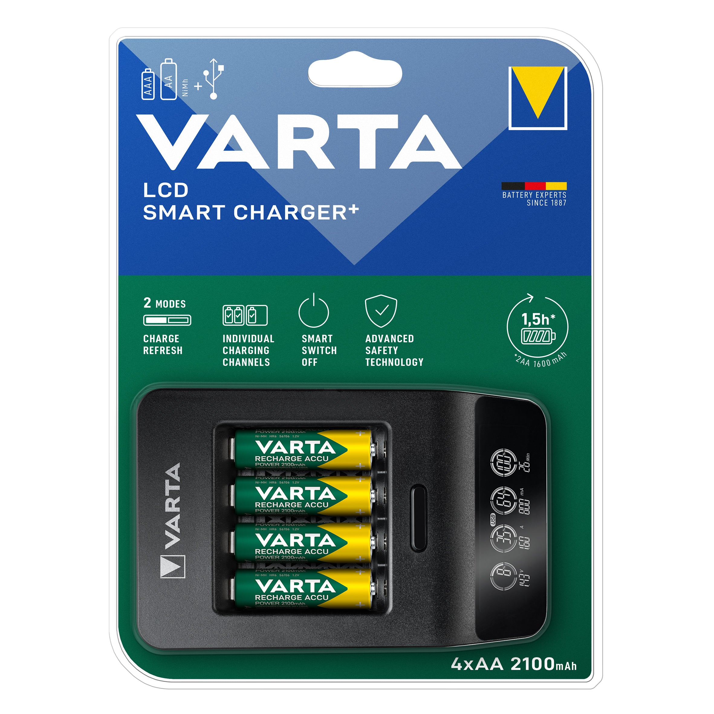 Încărcător Varta LCD SMART CHARGER+ AA/AAA - Incarcare Individuala, 4x AA Inclus - 2