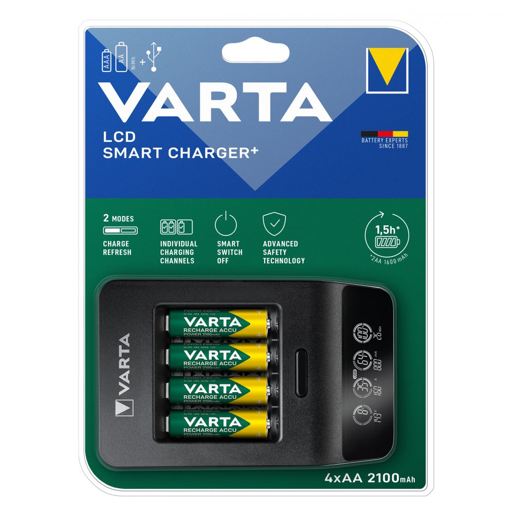 Încărcător Varta LCD SMART CHARGER+ AA/AAA - Incarcare Individuala, 4x AA Inclus - 3