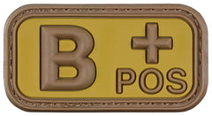 Insigna cu Velcro Grupa Sanguina B POS 3D Maro-Kaki MFH - Cauciuc, 5x2.5cm
