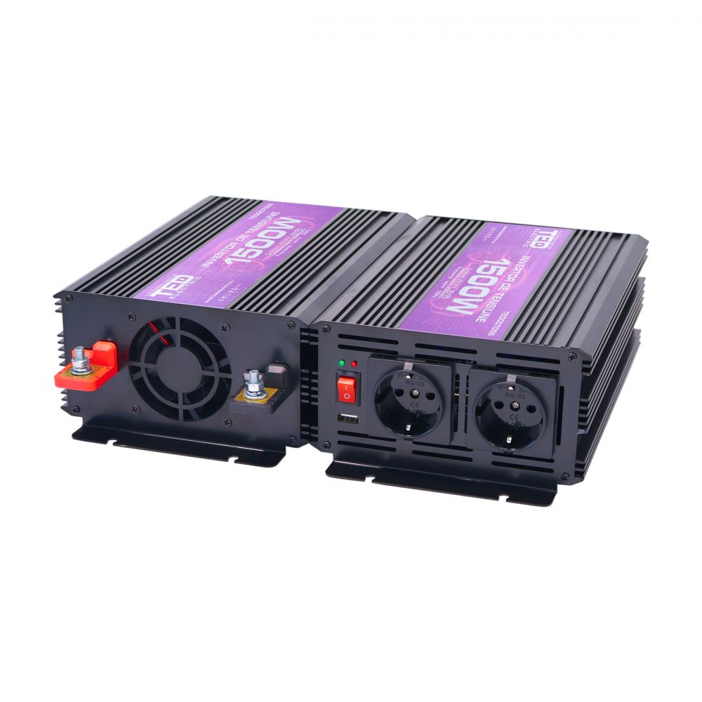 Invertor Auto 12V-230V 1500W TED Electric - Undă Sinusoidală Modificată - 1