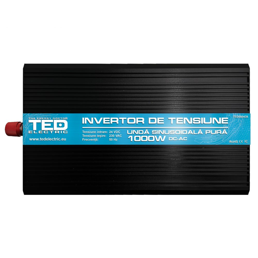 Invertor Auto 24V-230V 1000W Undă Pură TED Electric - Camping, Rulote - 1