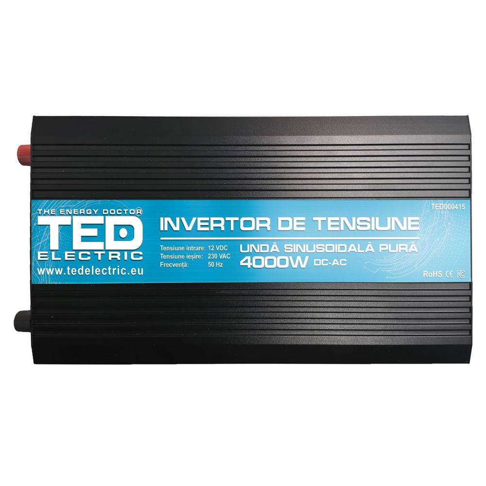 Invertor Auto 4000W Undă Sinusoidală Pură TED Electric - 12V la 230V - 1