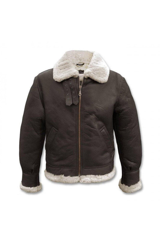 Jachetă Aviator Mil-Tec B52 – Piele de Oaie, Fermoar Metalic, Maro