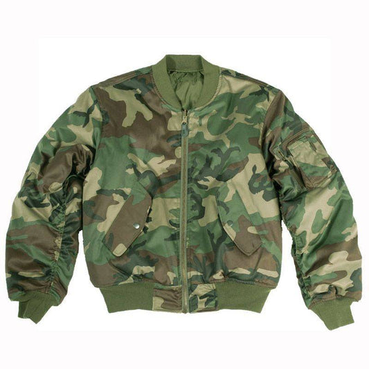 Jachetă Aviator Mil-Tec MA1 – Vătuire 200 g/m², Rezistentă la Apă, Woodland