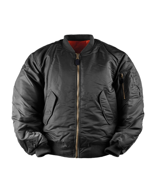 Jachetă Aviator Mil-Tec US MA1 Basic – 100% Nailon, Vătuire 200 g/m², Neagră