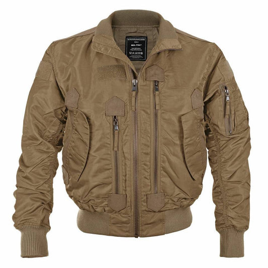 Jachetă Aviator Mil-Tec US Tactical – 100% Nailon, Fermoar YKK, Coyote