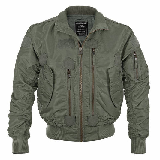Jachetă Aviator Mil-Tec US Tactical – 100% Nailon, Panouri Velcro, Oliv